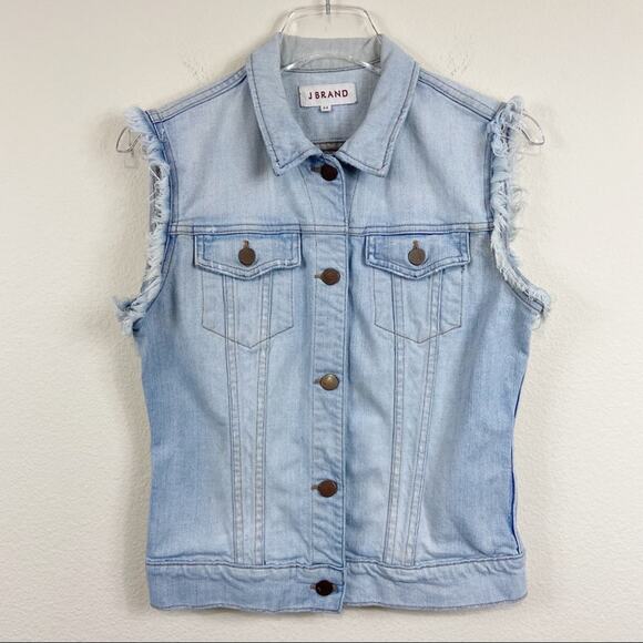 J Brand | Cut Off Frayed Sleeve Trucker Jacket - Picture 1 of 8